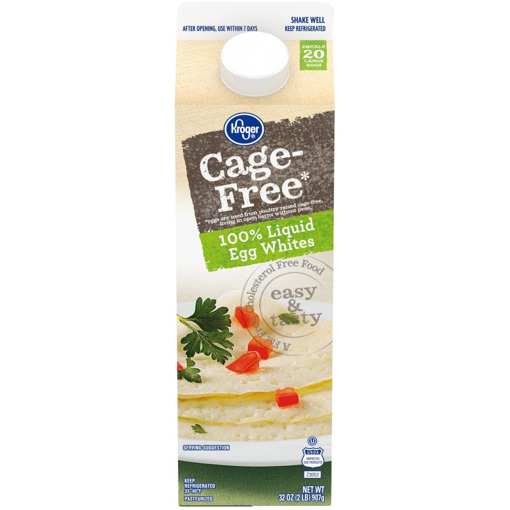 slide 2 of 3, Kroger Cage Free Egg Whites, 32 oz