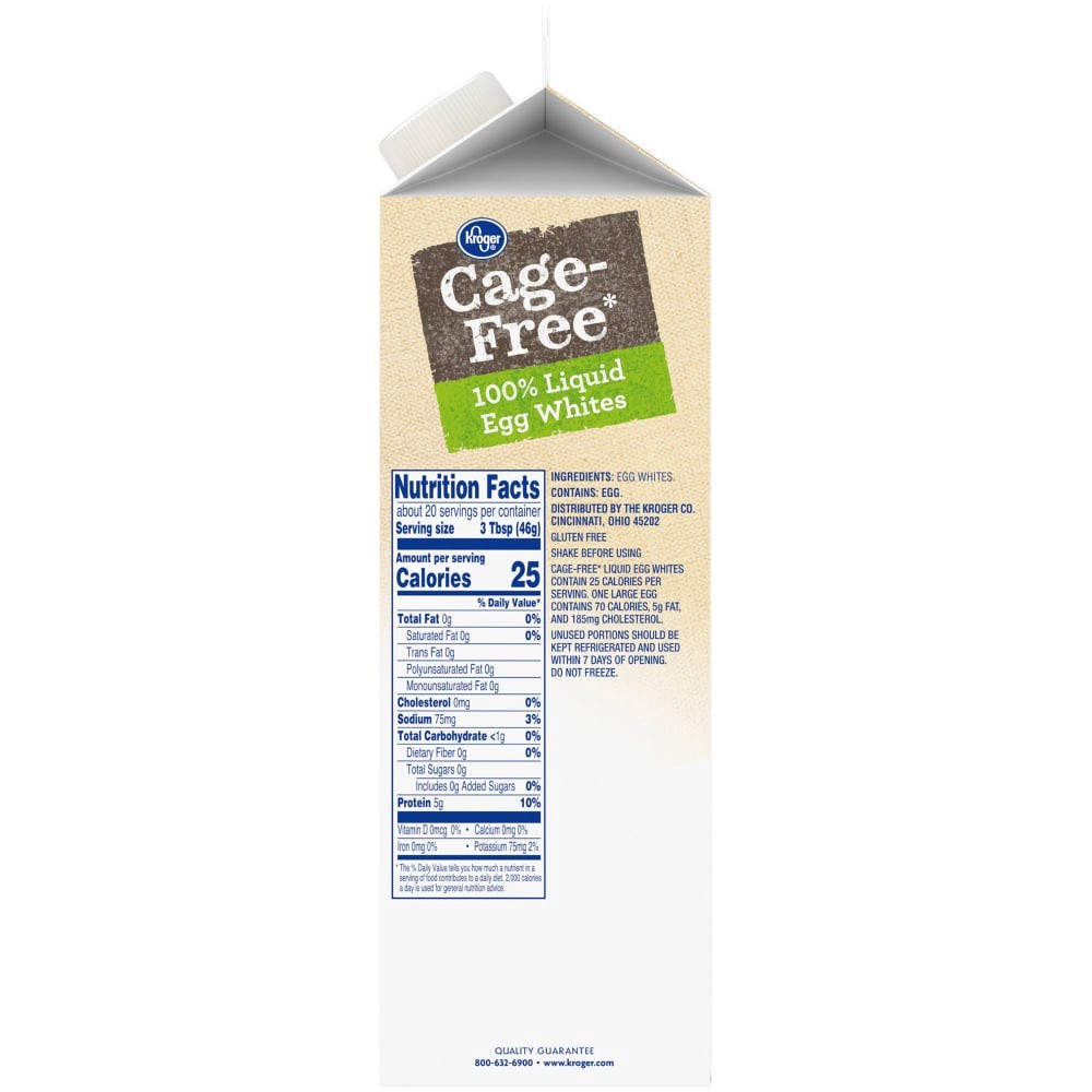 slide 3 of 3, Kroger Cage Free Egg Whites, 32 oz