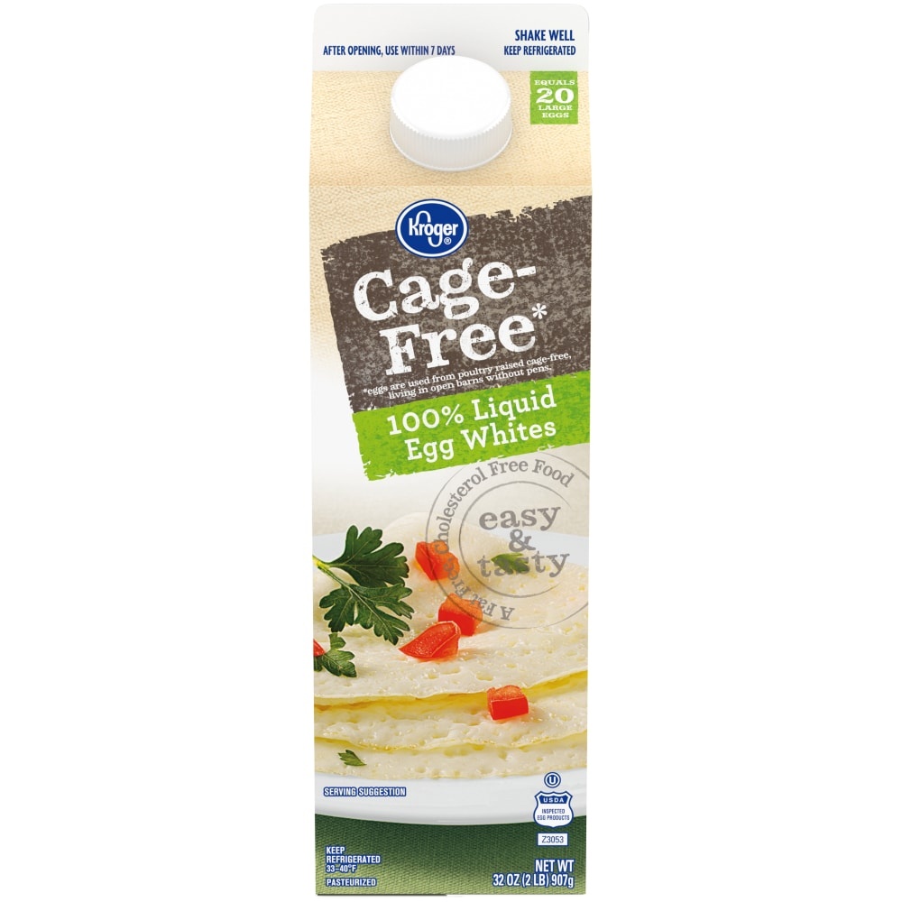 slide 1 of 1, Kroger Cage Free Egg Whites, 32 oz