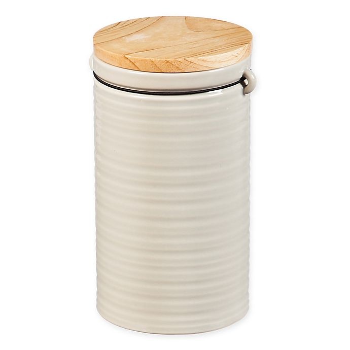 slide 1 of 1, Cypress Home At Ease Ceramic Canister with Wood Lid - Grey, 52 oz