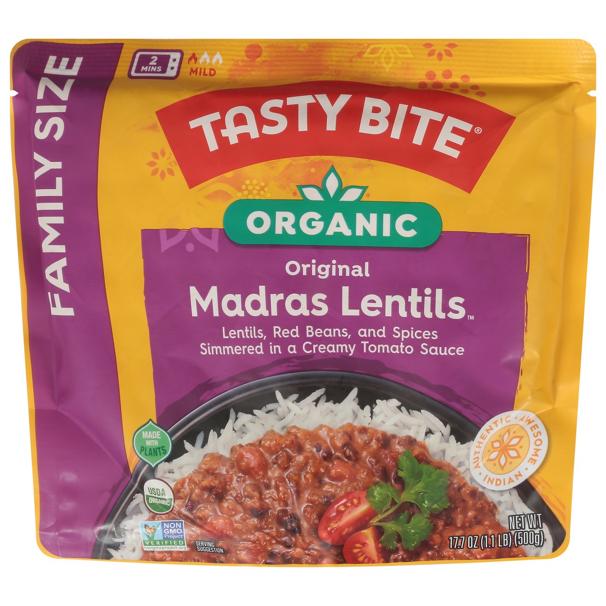 slide 1 of 9, Tasty Bite Organic Original Madras Lentils 17.7 oz, 17.7 oz