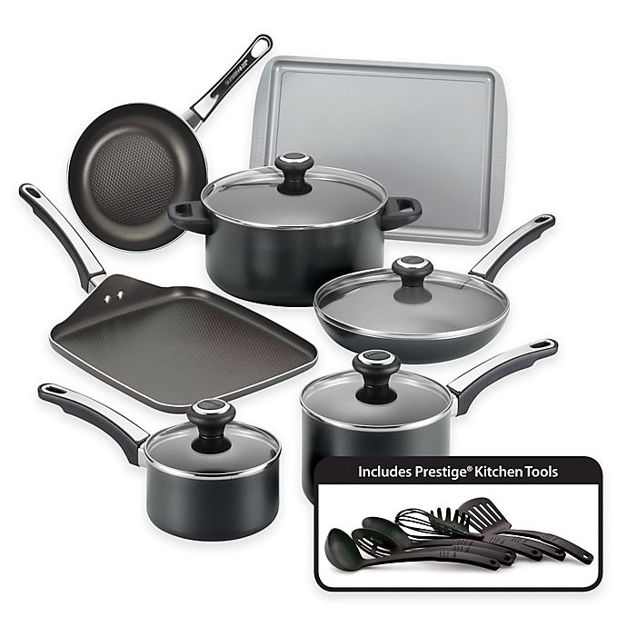 slide 1 of 5, Farberware High Performance Nonstick Aluminum Cookware Set - Black, 17 ct