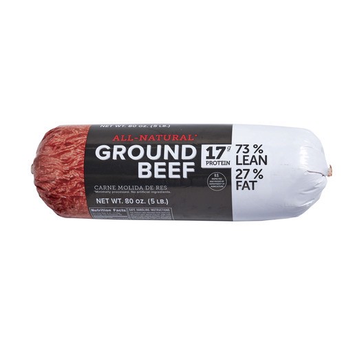 slide 1 of 1, ground beef chub, 73% lean, 80 oz