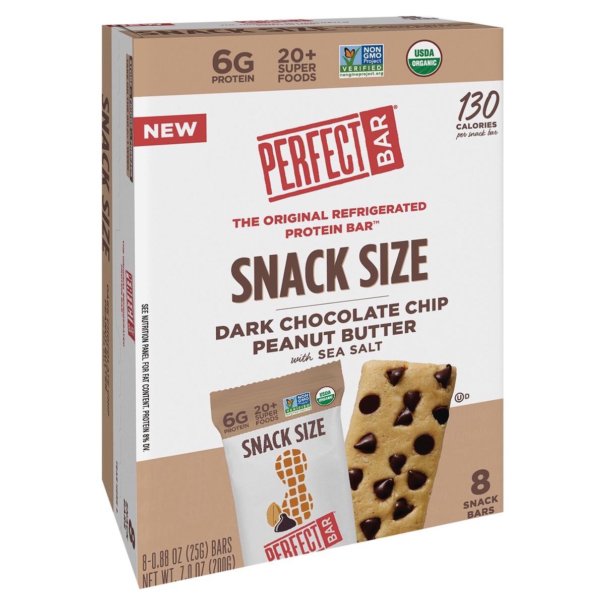 slide 9 of 9, Perfect Bar Mini Dark Chocolate Chip Peanut Butter Protein Bar, Organic, 8 count, .88 oz, 7 oz