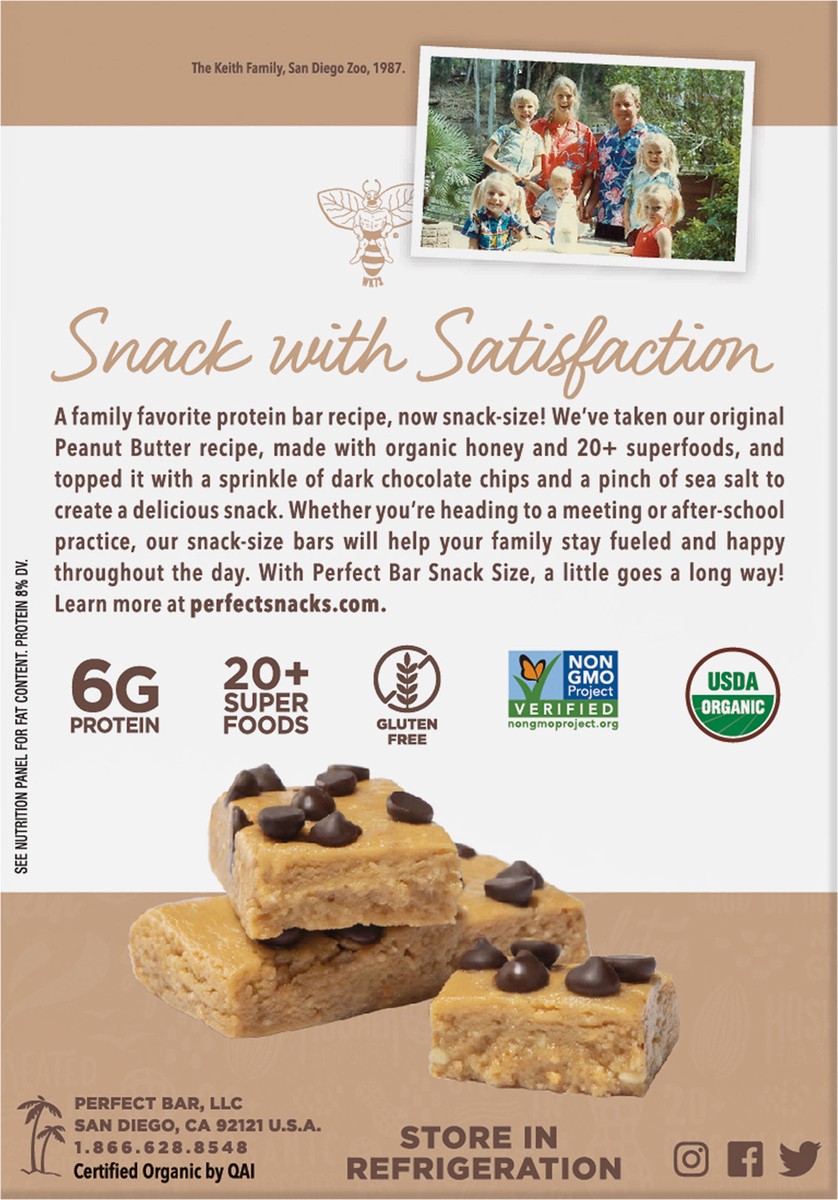 slide 2 of 9, Perfect Bar Mini Dark Chocolate Chip Peanut Butter Protein Bar, Organic, 8 count, .88 oz, 7 oz