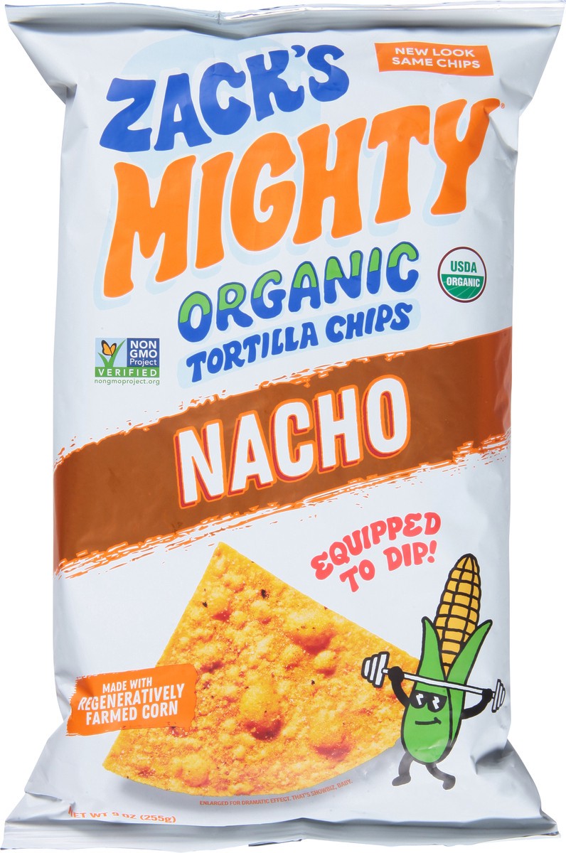 slide 10 of 13, Zack's Mighty Organic Nacho Tortilla Chips 9 oz, 9 oz