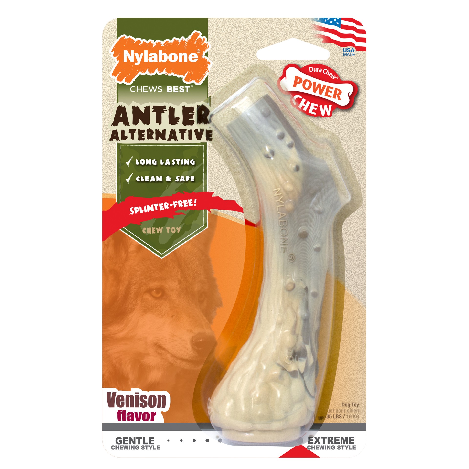 slide 1 of 10, Nylabone Antler Medium, 1 ct