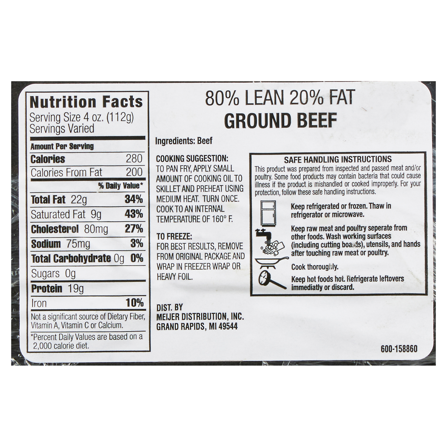 slide 2 of 4, Fresh from Meijer 80/20 Ground Beef Family Pack, per lb