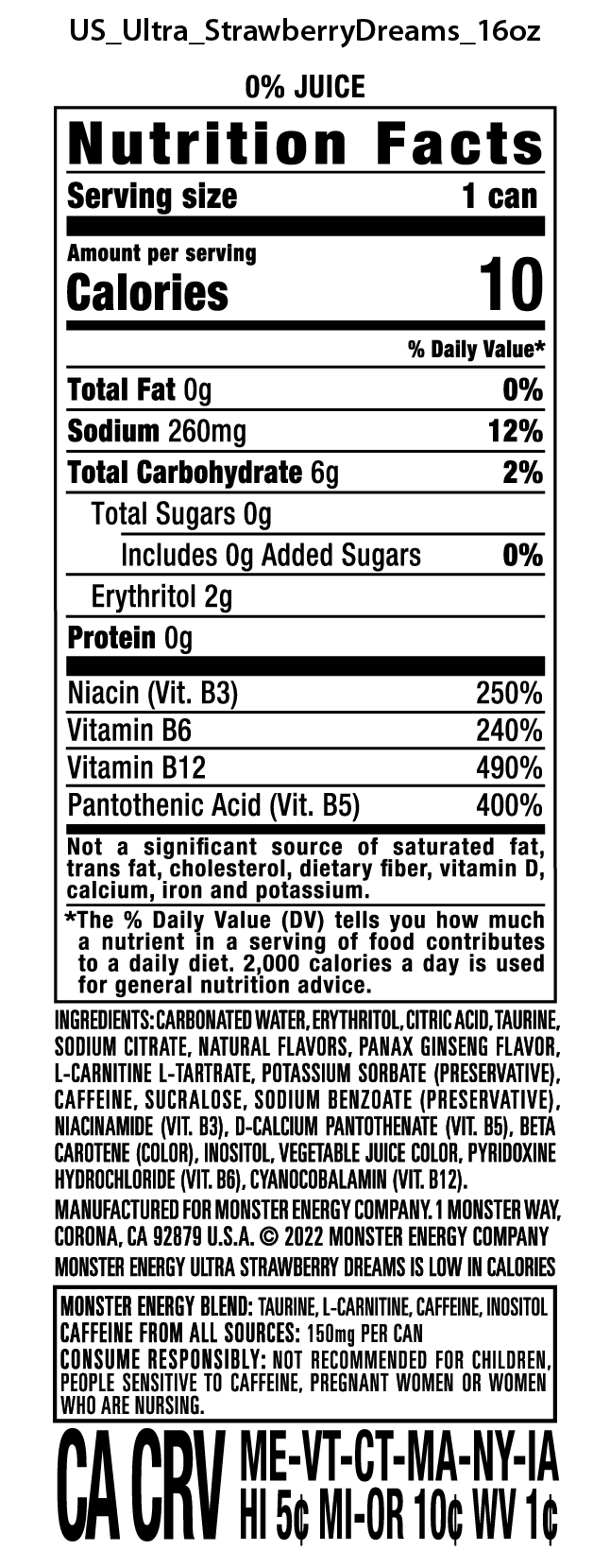 slide 2 of 2, Monster Ultra Strawberry Dreams, 24 ct; 16 oz