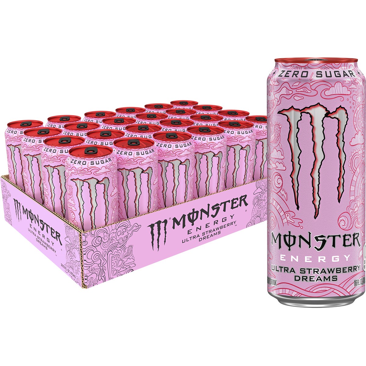 slide 4 of 5, Monster Energy Monster Ultra Strawberry Dreams - 24 ct; 16 fl oz, 24 ct; 16 fl oz