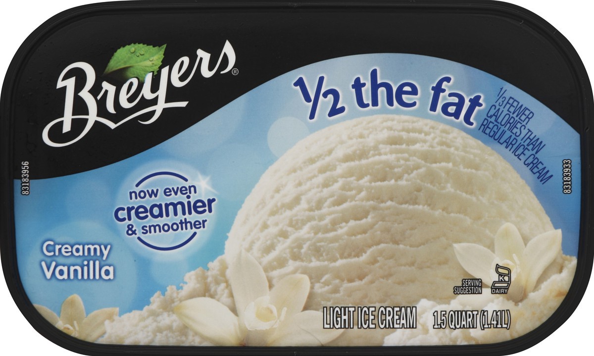 slide 2 of 6, Breyers 1/2 The Fat Creamy Vanilla Ice Cream, 1.5 qt