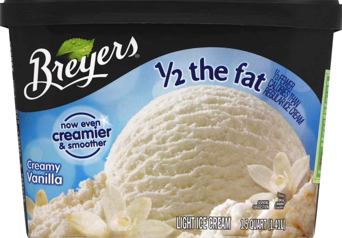 slide 5 of 6, Breyers 1/2 The Fat Creamy Vanilla Ice Cream, 1.5 qt