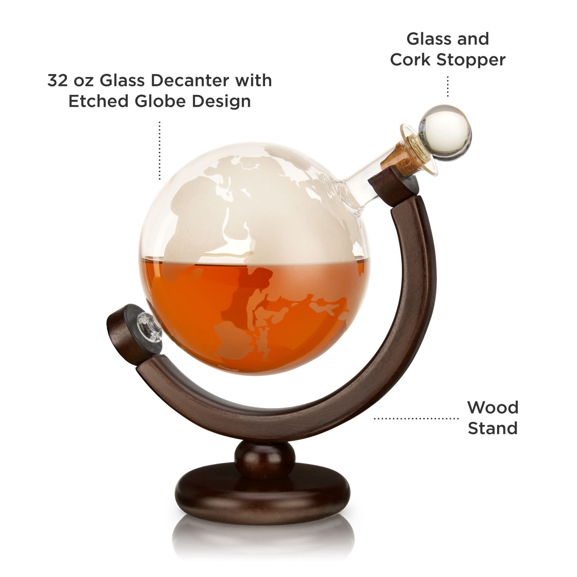 slide 2 of 5, Viski Globe Decanter Etched Glass Whiskey Enthusiast Gift and Glassware Accessory Centerpiece, 1 ct