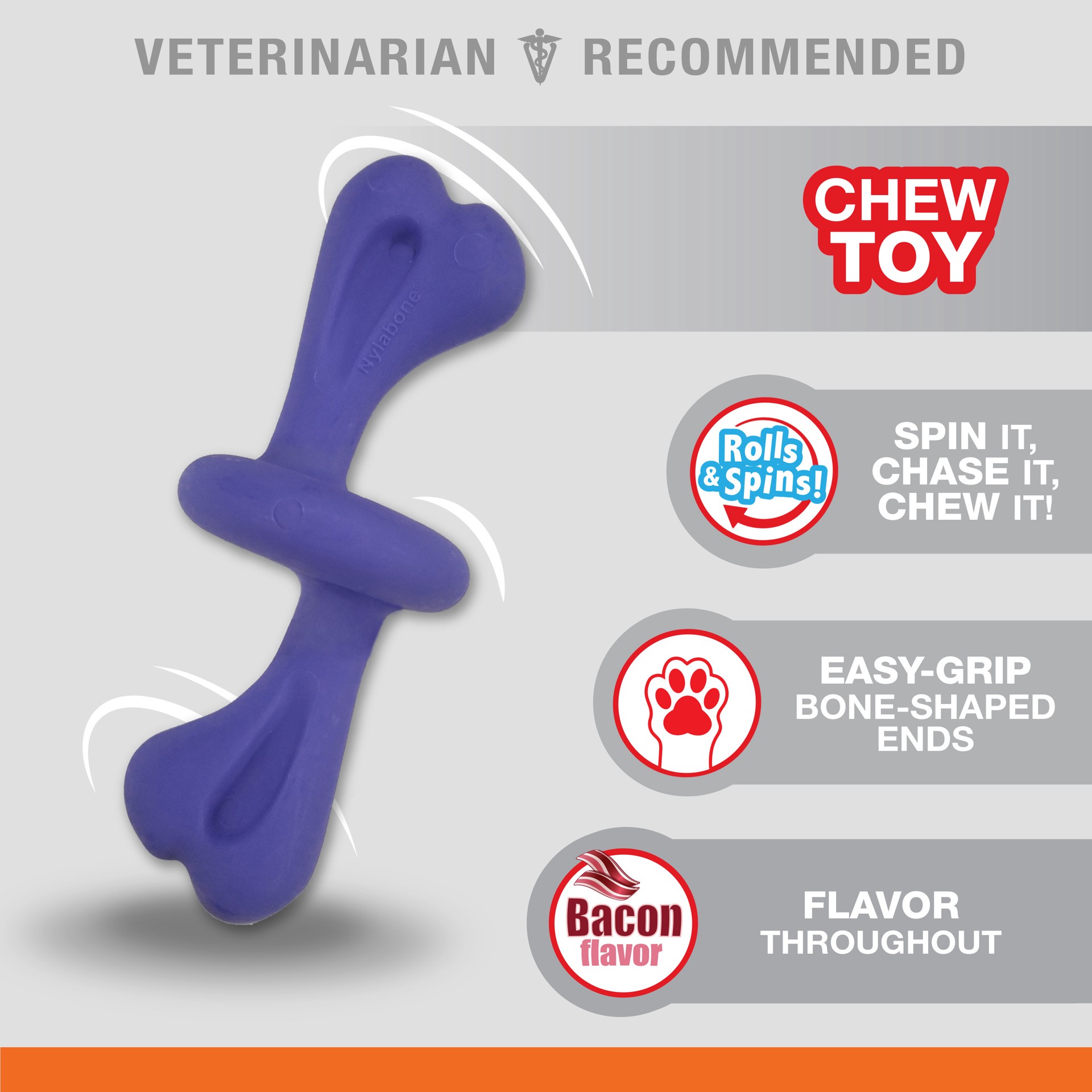 slide 3 of 10, Nylabone Power Chew Rolling Dog Toy Bacon Large/Giant - Up to 50 lbs.(1 Count), 1 ct