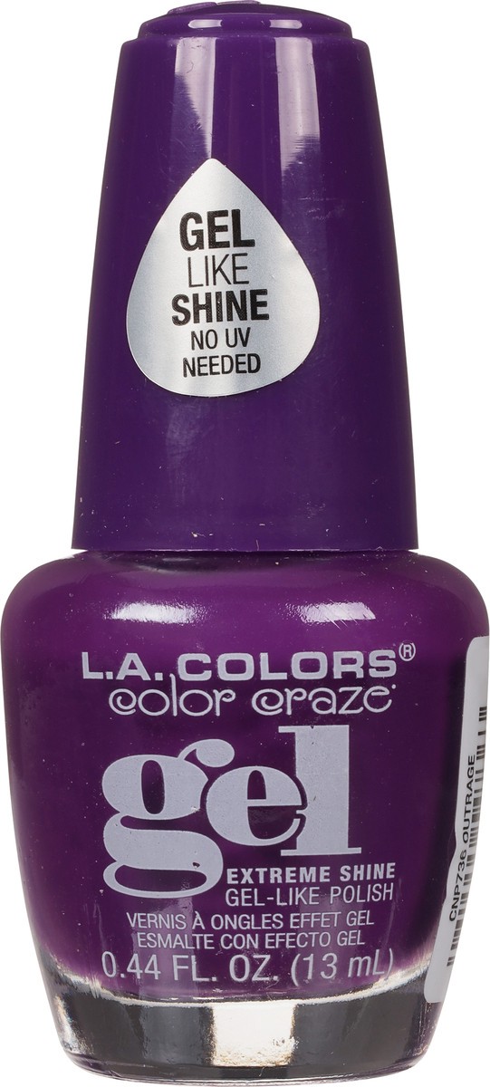 slide 6 of 9, L.A. Colors Color Craze CNP736 Outrage Gel Extreme Shine Nail Polish 0.44 fl oz, 0.44 fl oz