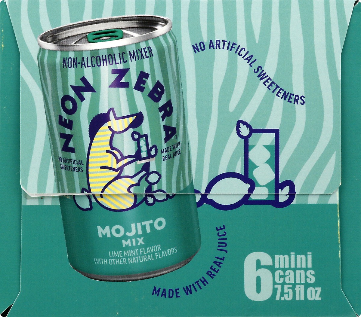 slide 5 of 10, Neon Zebra Mojito Mix Lime Mint Flavor 7.5 Fl Oz 6 Count Can, 6 ct