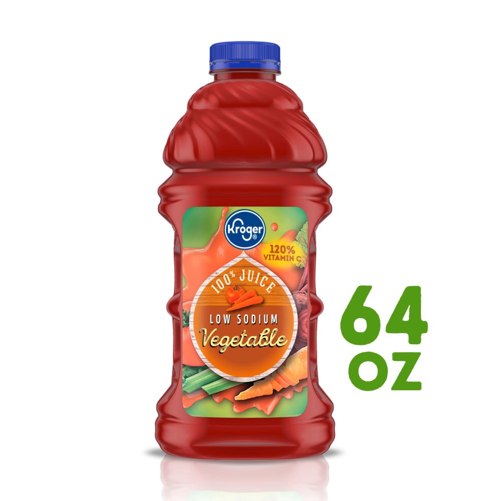 slide 1 of 4, Kroger Low Sodium 100% Vegetable Juice - 64 fl oz, 64 fl oz