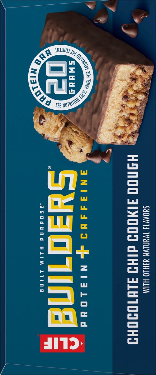 slide 2 of 9, CLIF Builders CLIF BUILDERS + Caffeine Protein Bars - Chocolate Chip Cookie Dough Flavor - 20g Plant Based Protein - Gluten Free - Non-GMO - Low Glycemic - No Artificial Sweeteners - 2.4 oz. (6 Pack), 14.4 oz