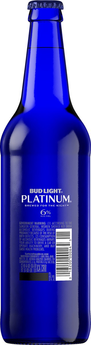 slide 2 of 6, Bud Light Platinum Beer, 22 fl. oz. Bottle, 22 oz