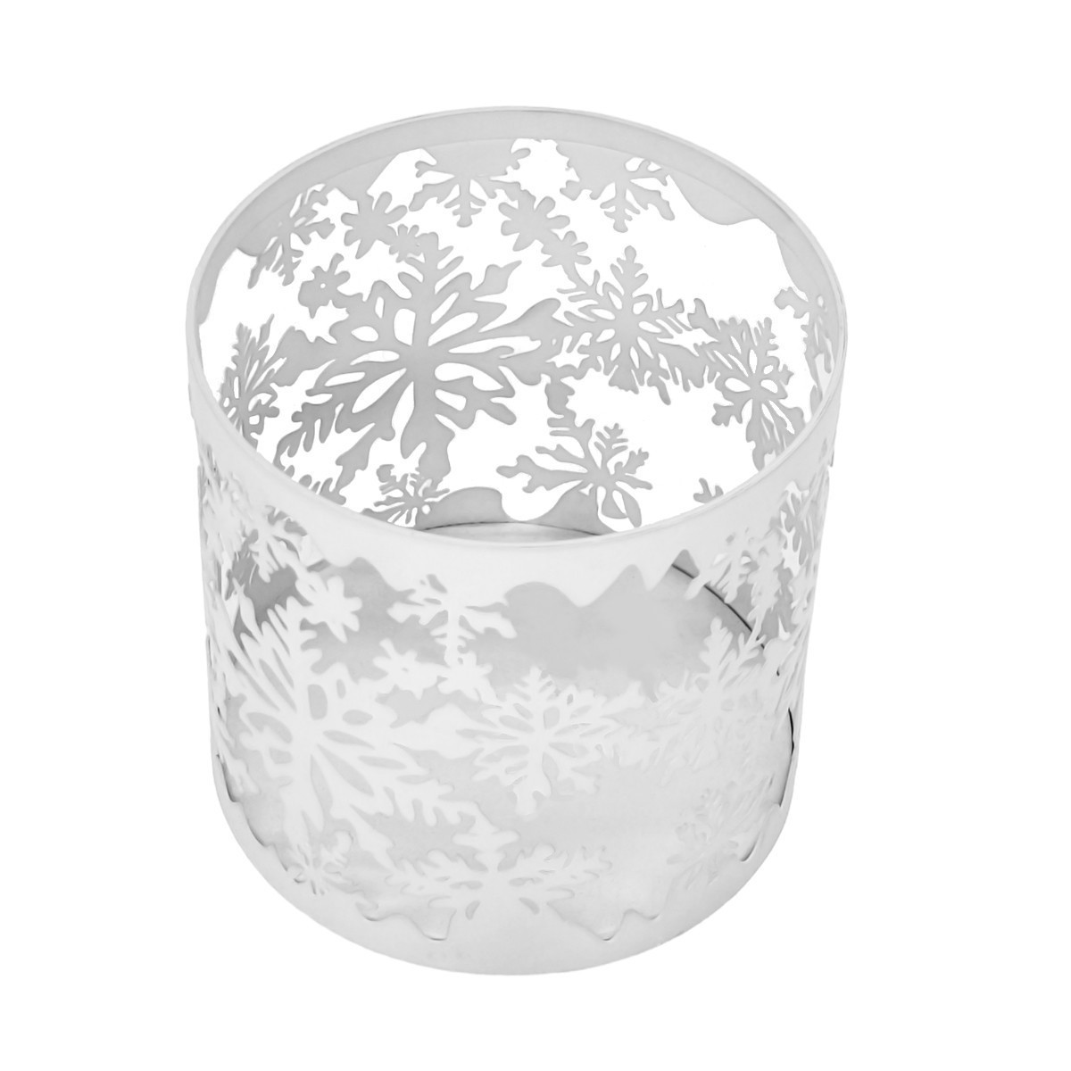 slide 3 of 3, 4.25" White Metal Snowflake Candle Holder By Ashland, 4 in x 4 in x 4.25 in