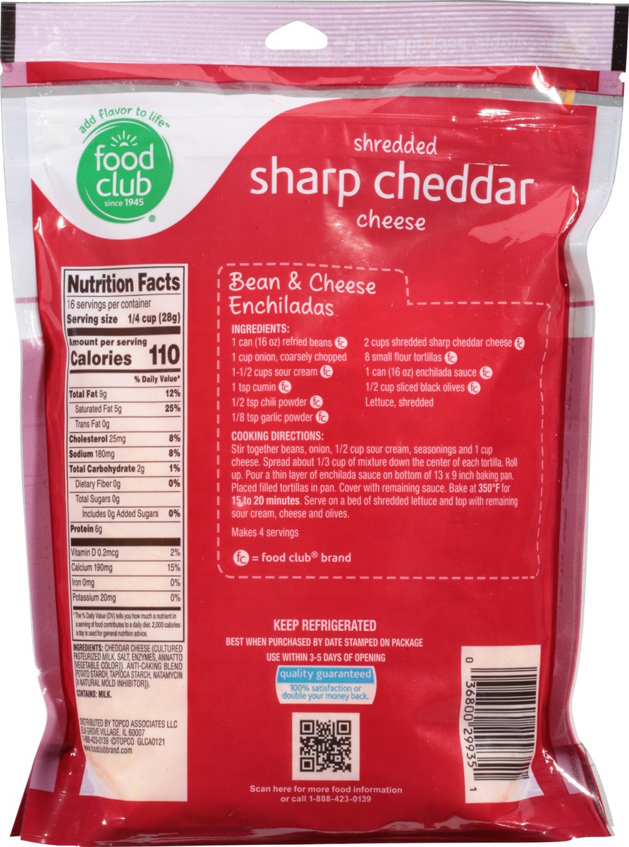 slide 11 of 14, Food Club Sharp Cheddar Shredded Cheese 16 oz, 16 oz