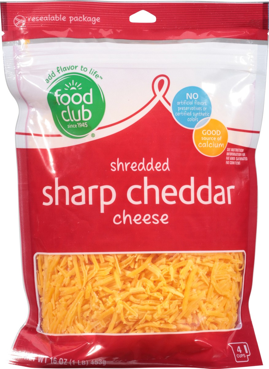 slide 4 of 14, Food Club Sharp Cheddar Shredded Cheese 16 oz, 16 oz