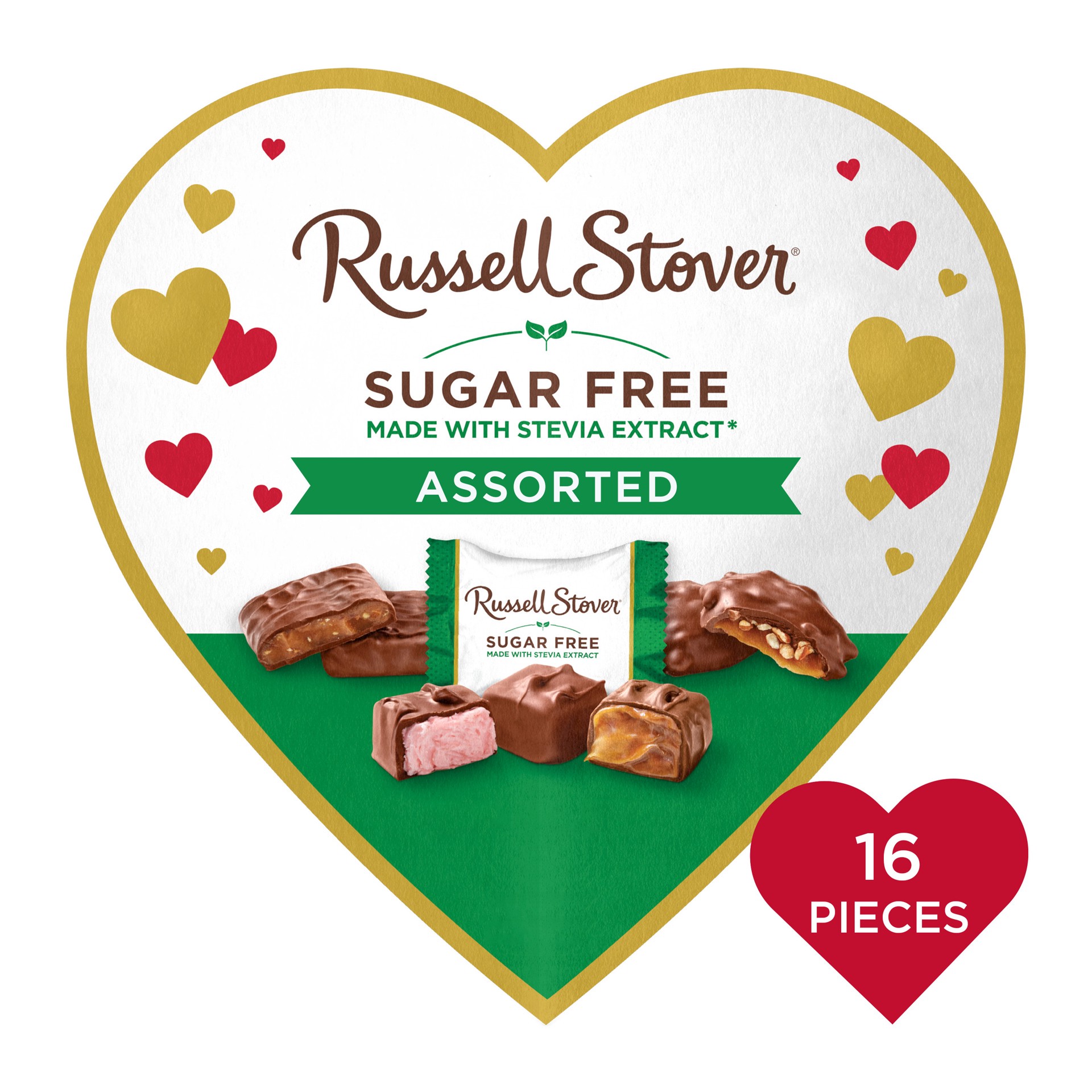 slide 1 of 8, Russell Stover Valentine's Day Sugar Free Heart Assorted Chocolate Candy Gift Box, 8.3 oz. (˜ 16 pieces), 8.3 oz