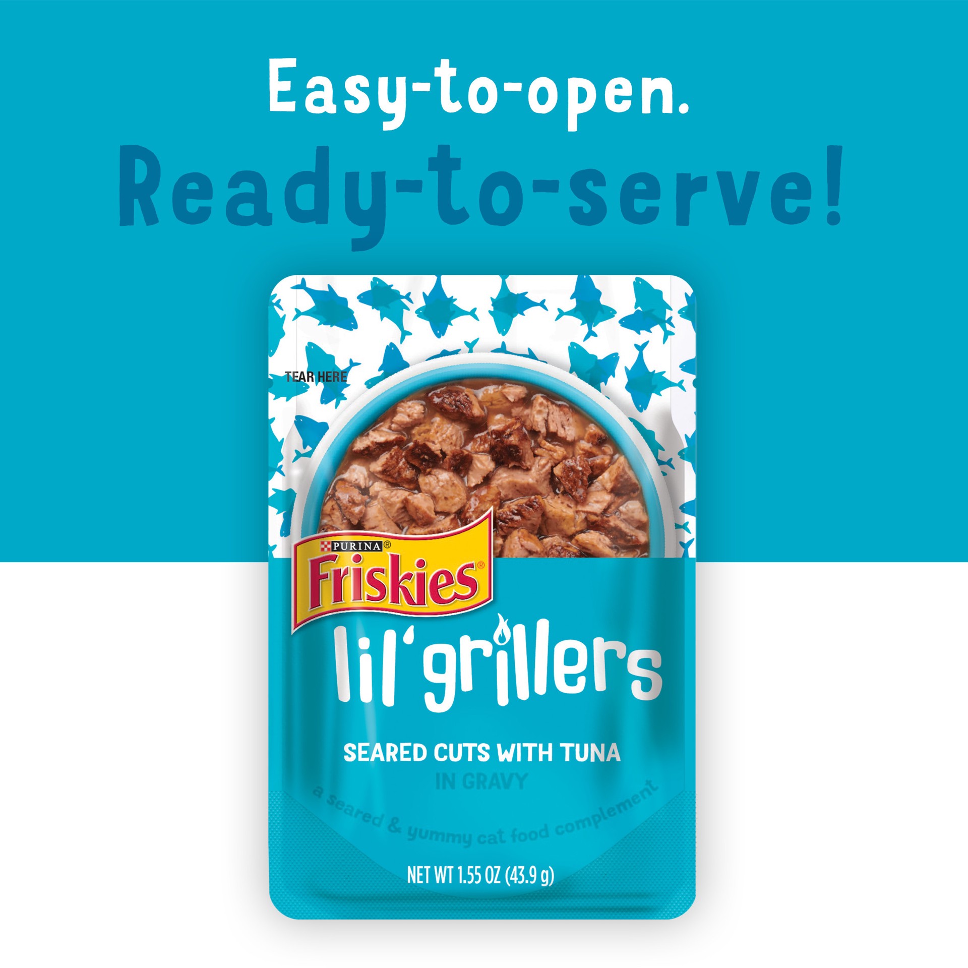 slide 3 of 8, Friskies Purina Friskies Gravy Wet Cat Food Lickable Cat Treats, Lil' Grillers Seared Cuts With Tuna, 