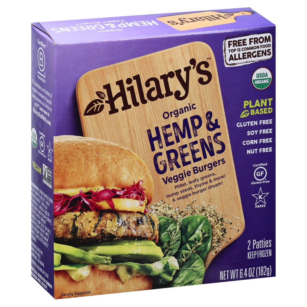 slide 7 of 13, Hilary's Organic Hemp & Greens Veggie Burgers 2 ea, 2 ct