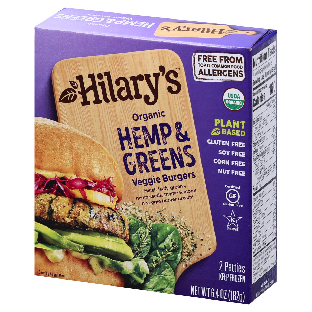 slide 8 of 13, Hilary's Organic Hemp & Greens Veggie Burgers 2 ea, 2 ct