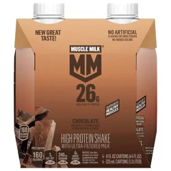 Muscle Milk High Protein Shake with Ultra-Filtered Milk Shake Chocolate 11 Fl Oz X 4