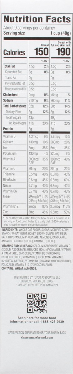 slide 3 of 17, That's Smart! Toasted Oats Honey Nut Cereal 12.25 oz, 12.25 oz