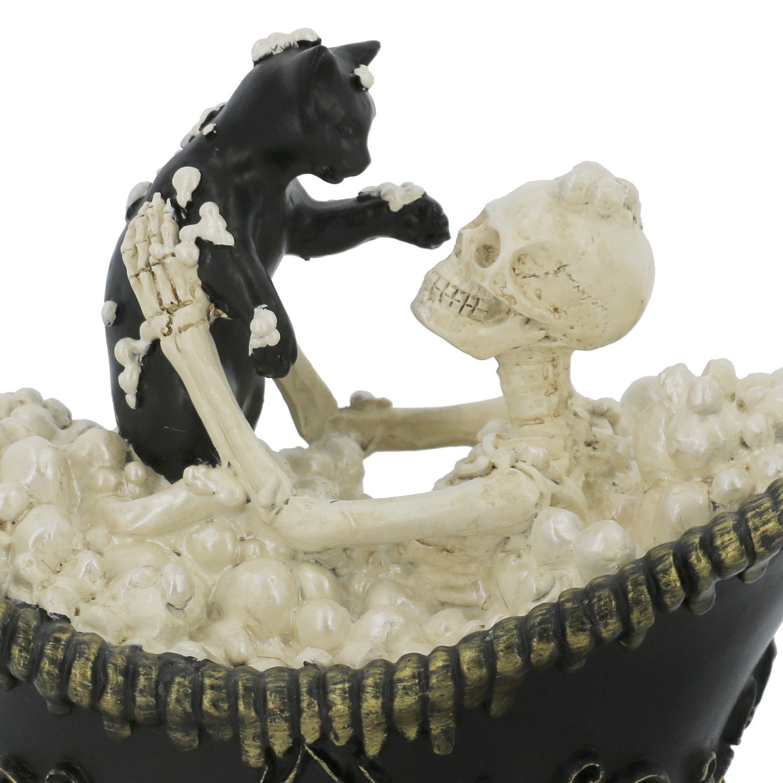 slide 3 of 4, 7.75" Bathing Skeleton With Black Cat Tabletop Decor By Ashland, 7.75 in