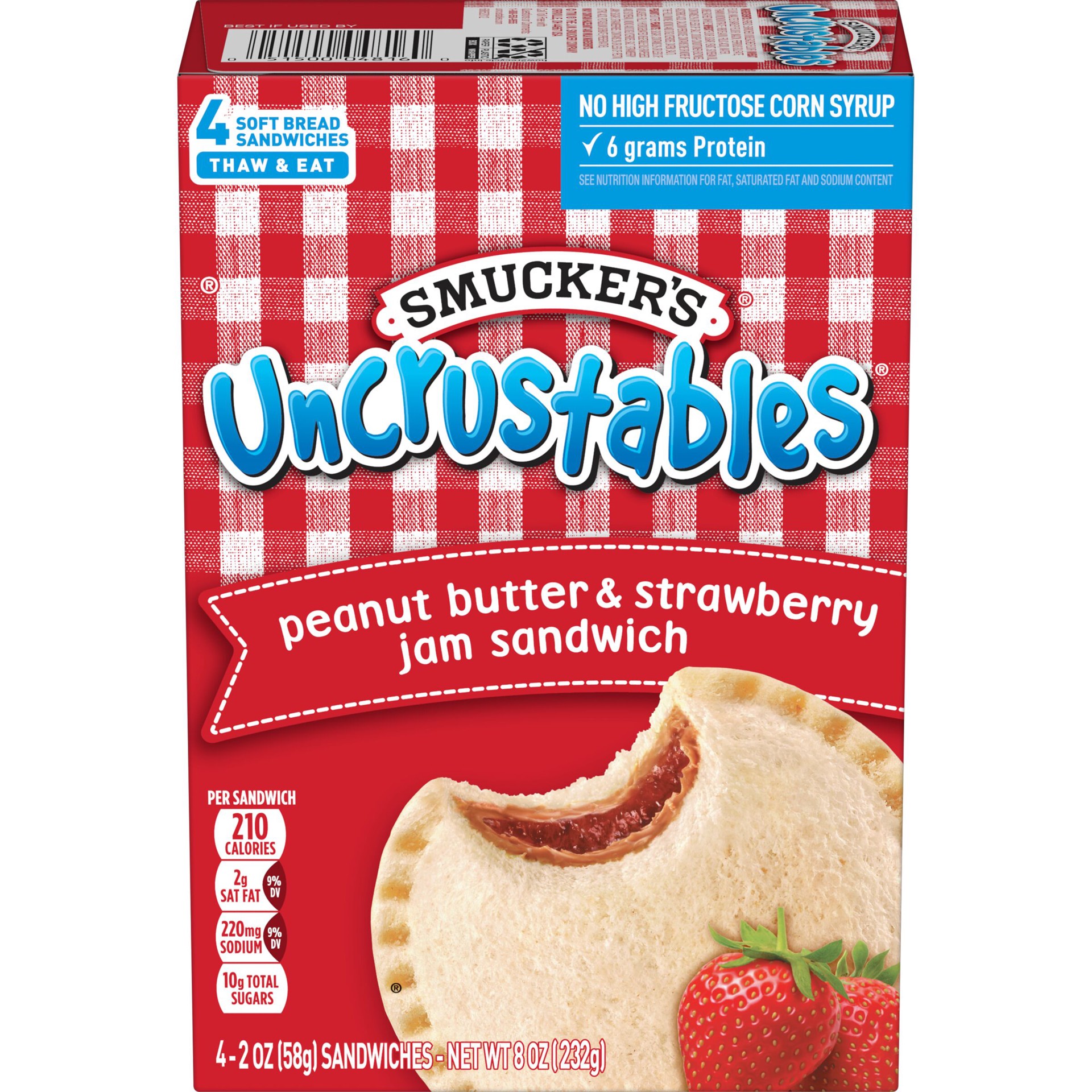 slide 4 of 4, Smucker's Uncrustables Frozen Peanut Butter & Strawberry Jam Sandwich - 8oz/4ct, 8 oz