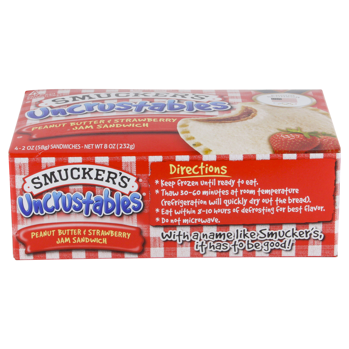 slide 3 of 6, Smucker's Uncrustables Peanut Butter & Strawberry Jam Sandwich, 4 ct; 2 oz