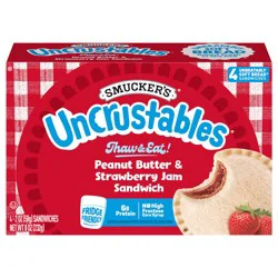 Smucker's Smucker’s Uncrustables Peanut Butter & Strawberry Jam Sandwiches, 4 Count, 2 Oz. Each, Frozen