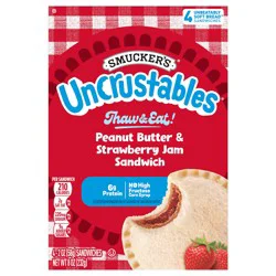 Smucker's Smucker’s Uncrustables Peanut Butter & Strawberry Jam Sandwiches, 4 Count, 2 Oz. Each, Frozen