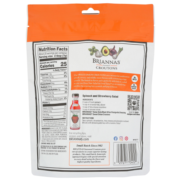 slide 5 of 5, BRIANNAS Seasoned Sweet Onion Croutons 5 oz, 5 oz