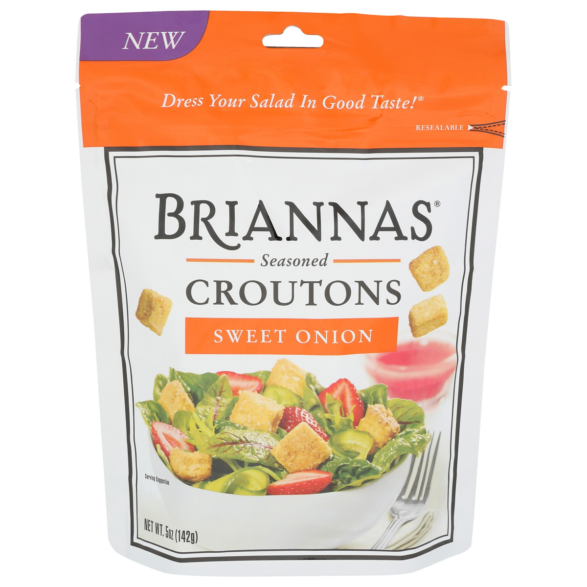 slide 1 of 5, BRIANNAS Seasoned Sweet Onion Croutons 5 oz, 5 oz