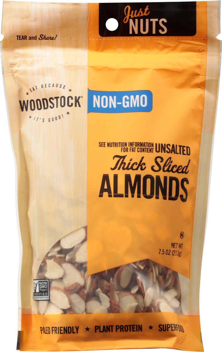 slide 9 of 13, Woodstock Almonds Sliced Raw Thick, 7.5 oz