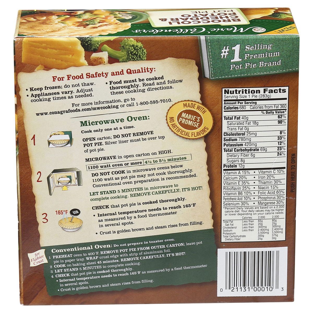 slide 5 of 6, Marie Callender's Broccoli Cheddar & Potato Pot Pie, 10 oz