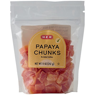 slide 1 of 1, H-E-B Dried Papaya Chunks, 11 oz