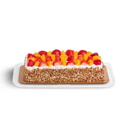 H-E-B Bakery White Cake with Fresh Fruit - Strawberries & Mandarin Oranges
