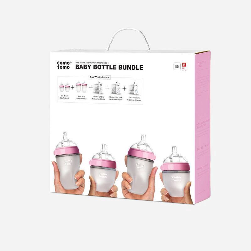 slide 2 of 5, Comotomo Baby Bottle Gift Set - Pink, 7 ct