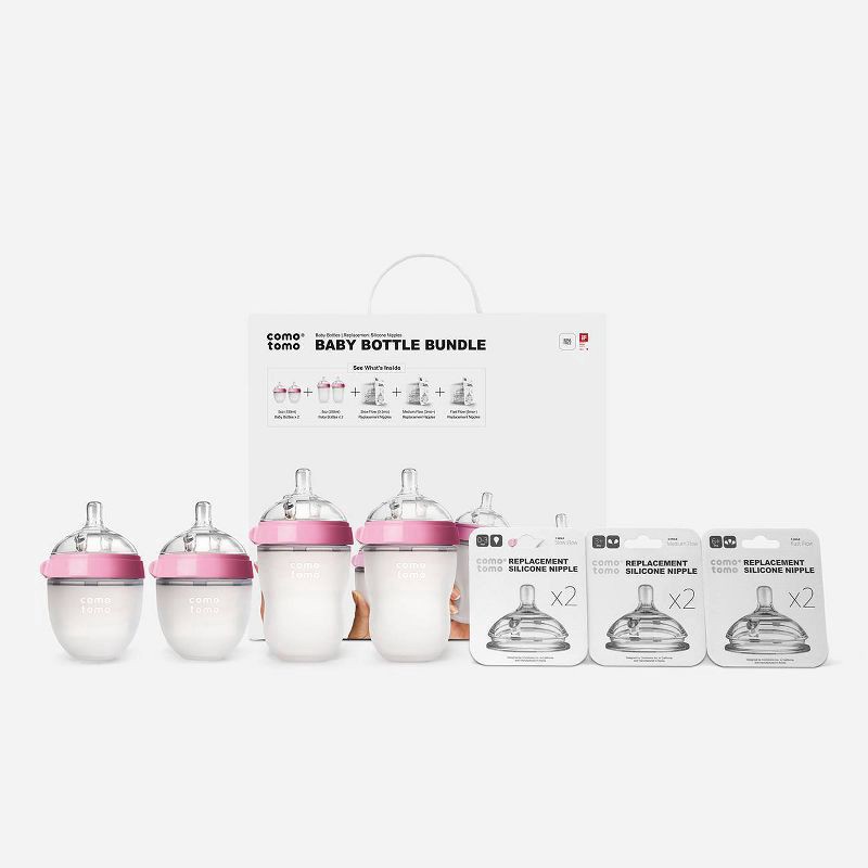 slide 4 of 5, Comotomo Baby Bottle Gift Set - Pink, 7 ct