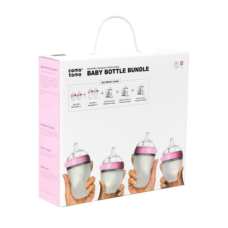 slide 1 of 5, Comotomo Baby Bottle Gift Set - Pink, 7 ct