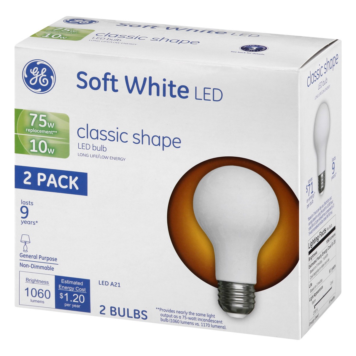 slide 2 of 9, GE LED Soft White 10 Watts 2 Pack Light Bulbs 2 ea, 2 ct