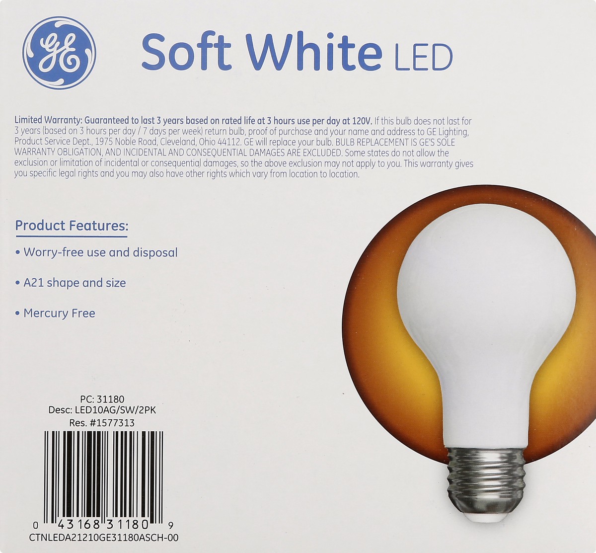 slide 7 of 9, GE LED Soft White 10 Watts 2 Pack Light Bulbs 2 ea, 2 ct