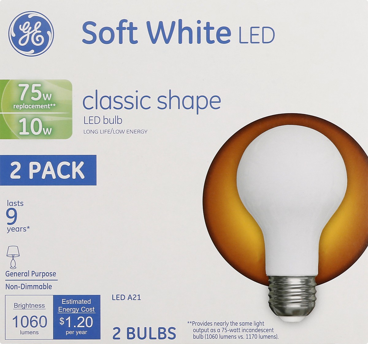 slide 1 of 9, GE LED Soft White 10 Watts 2 Pack Light Bulbs 2 ea, 2 ct