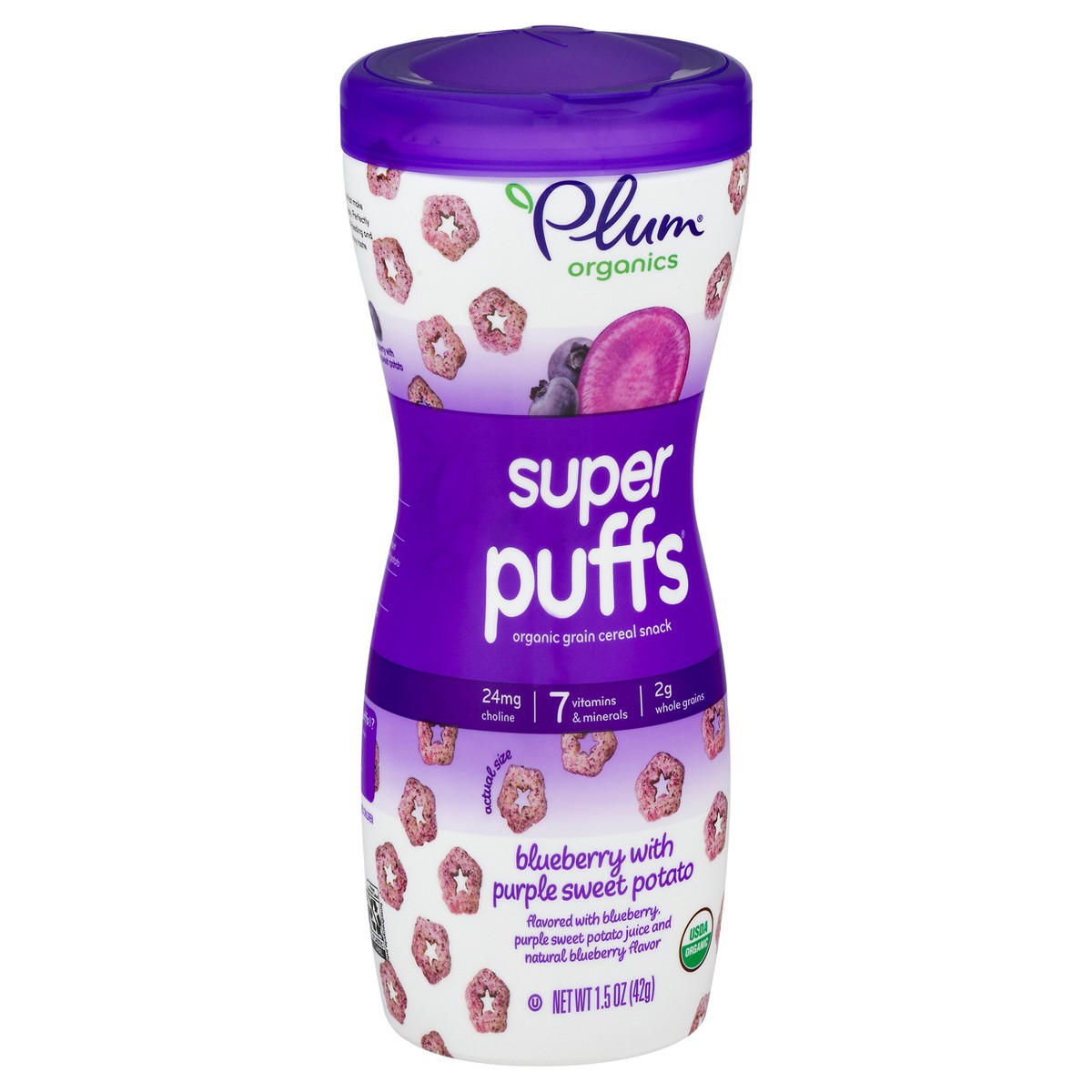 slide 6 of 7, Plum Organics Organic Blueberry with Purple Sweet Potato Super Puffs 1.5 oz, 1.5 oz